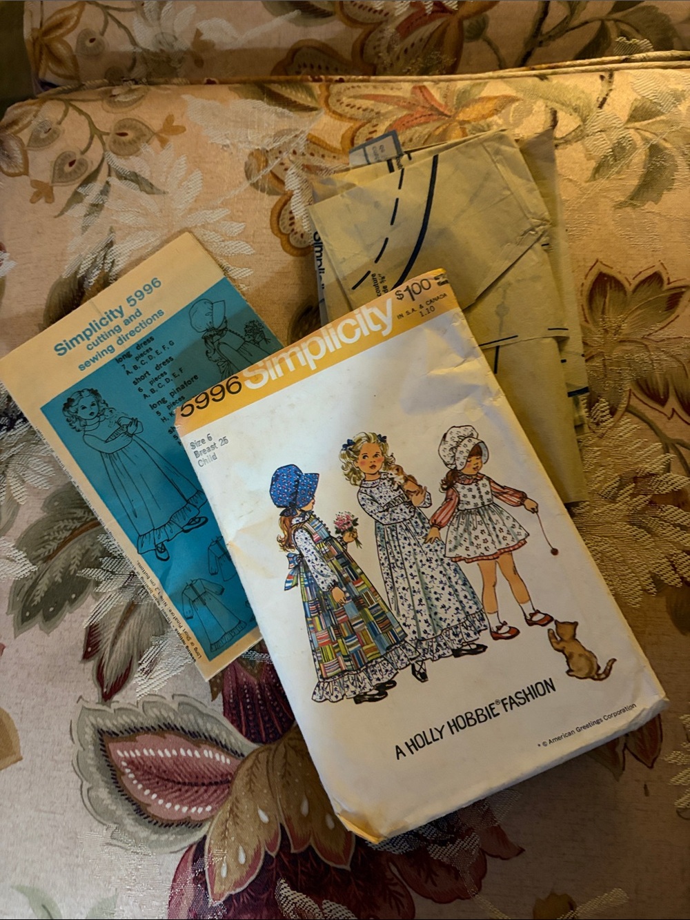 VTG Simplicity 5996 Holly Hobbie Girls Prairie Dress Pattern Sz 6. CUT Complete